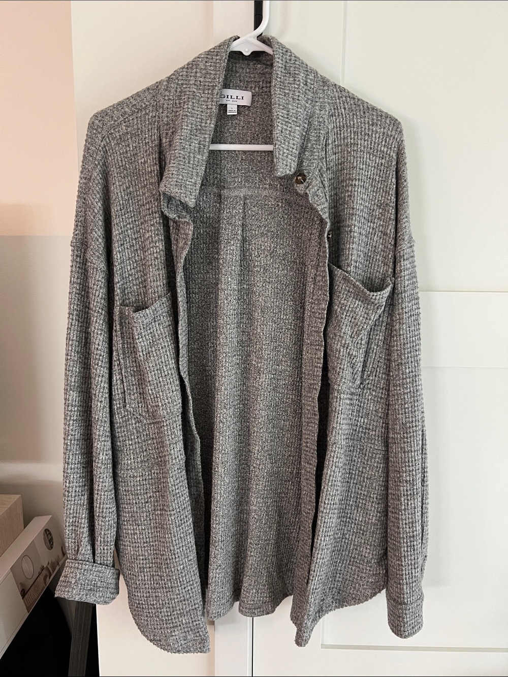 Z Supply Heather Gray Ribbed Open Front Cardigan